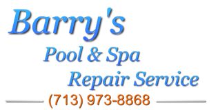 Barry's Pool & Spa Repair service logo, contact info 713-973-8868.